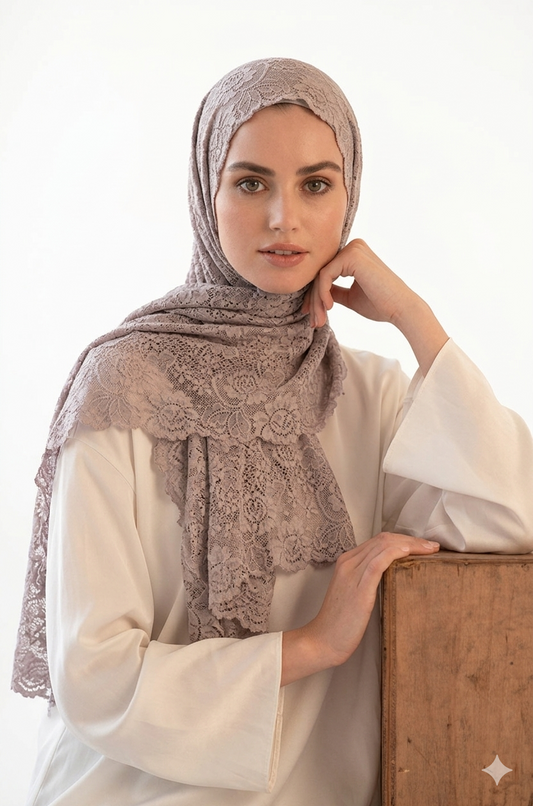 SHADOW Premium Floral Lace Fabric with Scalloped Edge