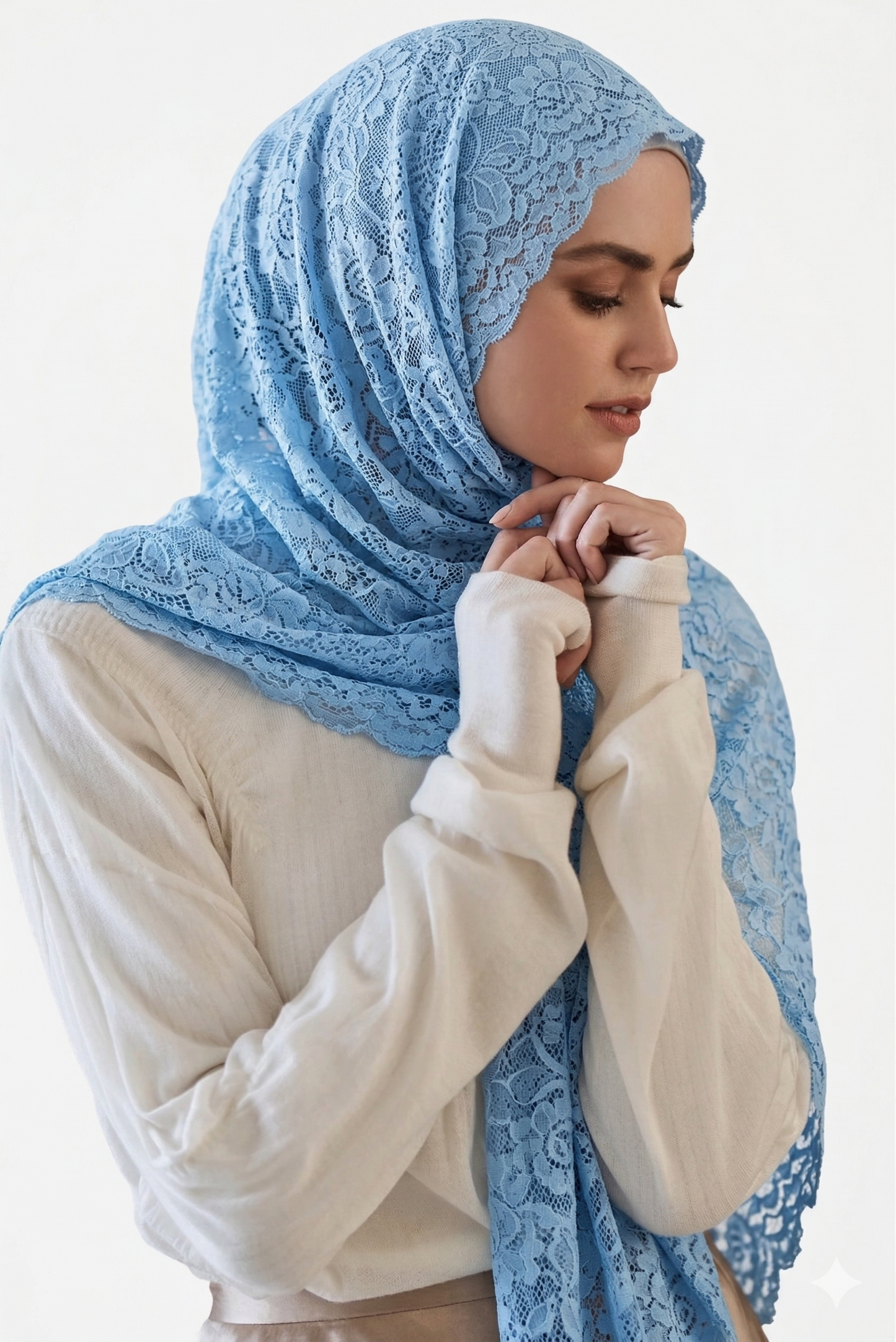 SHADOW Premium Floral Lace Fabric with Scalloped Edge