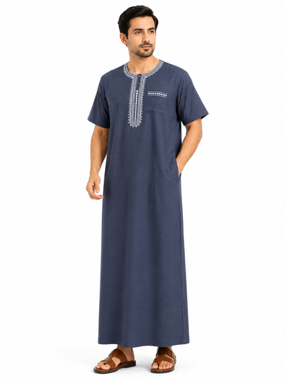 Men's Jalabiya - Design 1 - Navy Blue