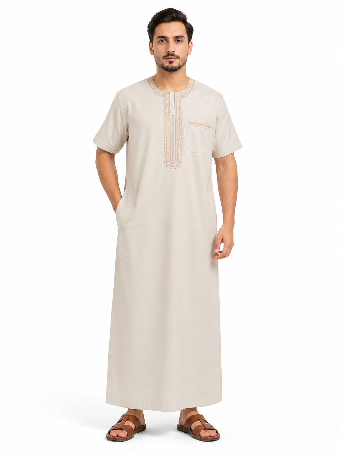 Men's Jalabiya - Design 1 - Cream