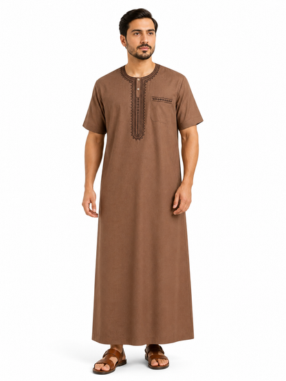 Men's Jalabiya - Design 1 - Brown