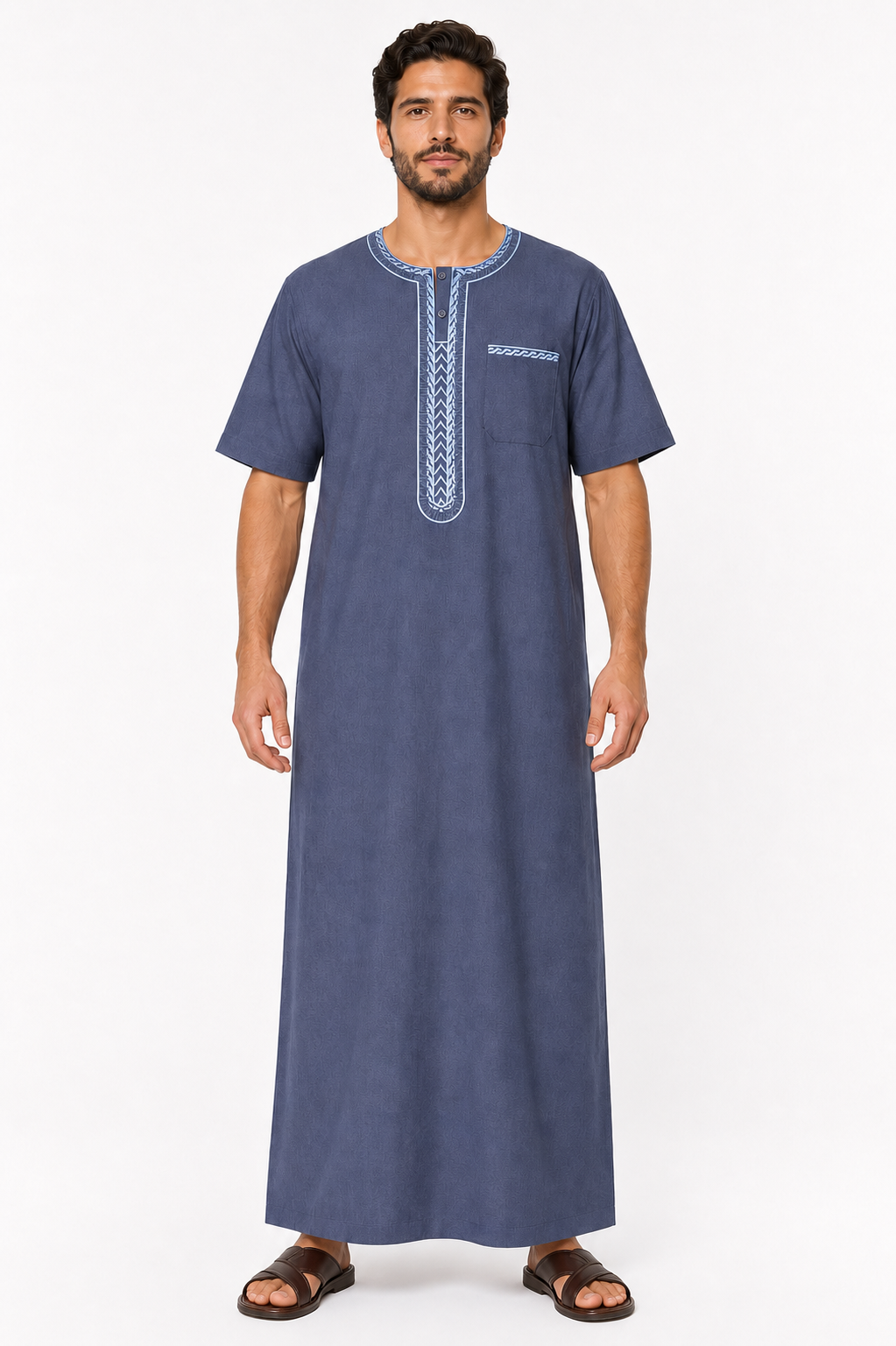 Men's Jalabiya - Design 2 - Navy Blue