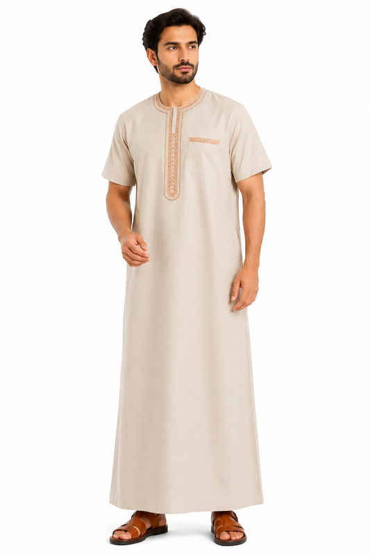 Men's Jalabiya - Design 2 - Beige
