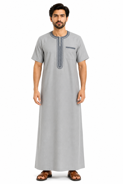 Men's Jalabiya - Design 2 - Grey