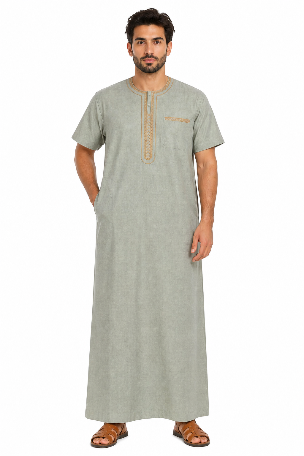 Men's Jalabiya - Design 2 - Light Seagreen