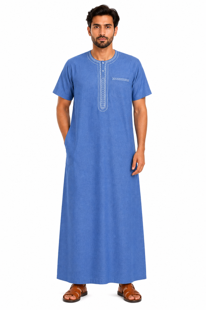 Men's Jalabiya - Design 2 - Curious Blue