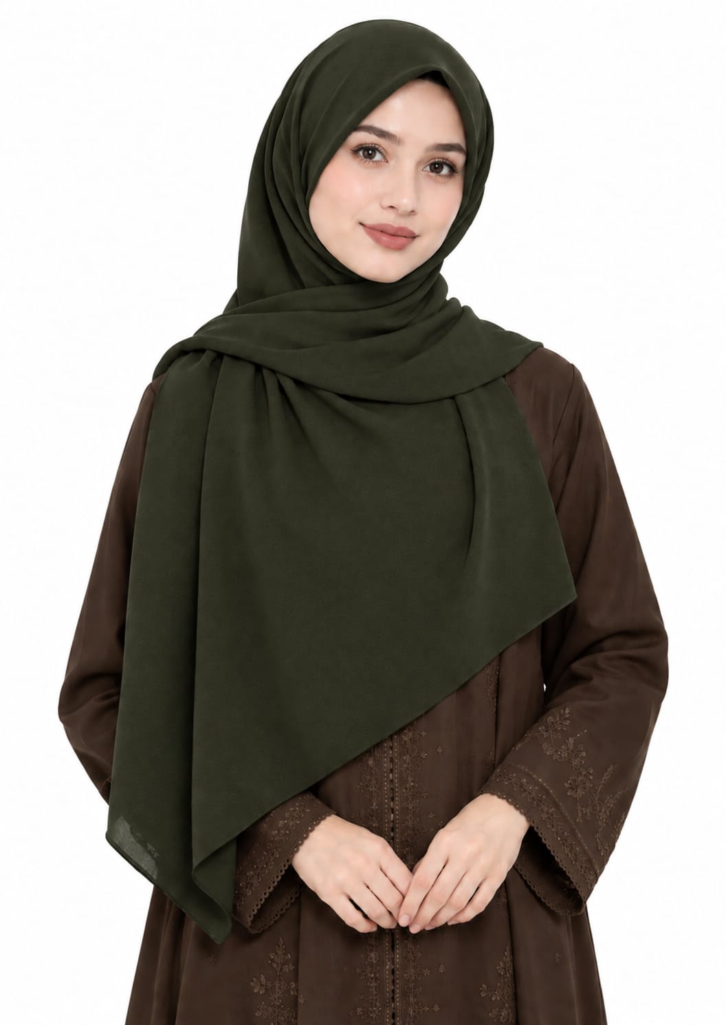 Pearl Bubble Chiffon Shailah - Dark Olive Green
