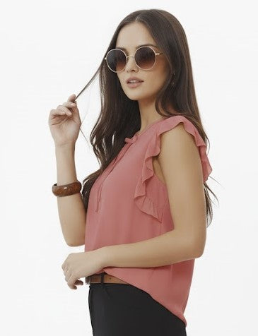 SHADOW-sleeveless teal blouse