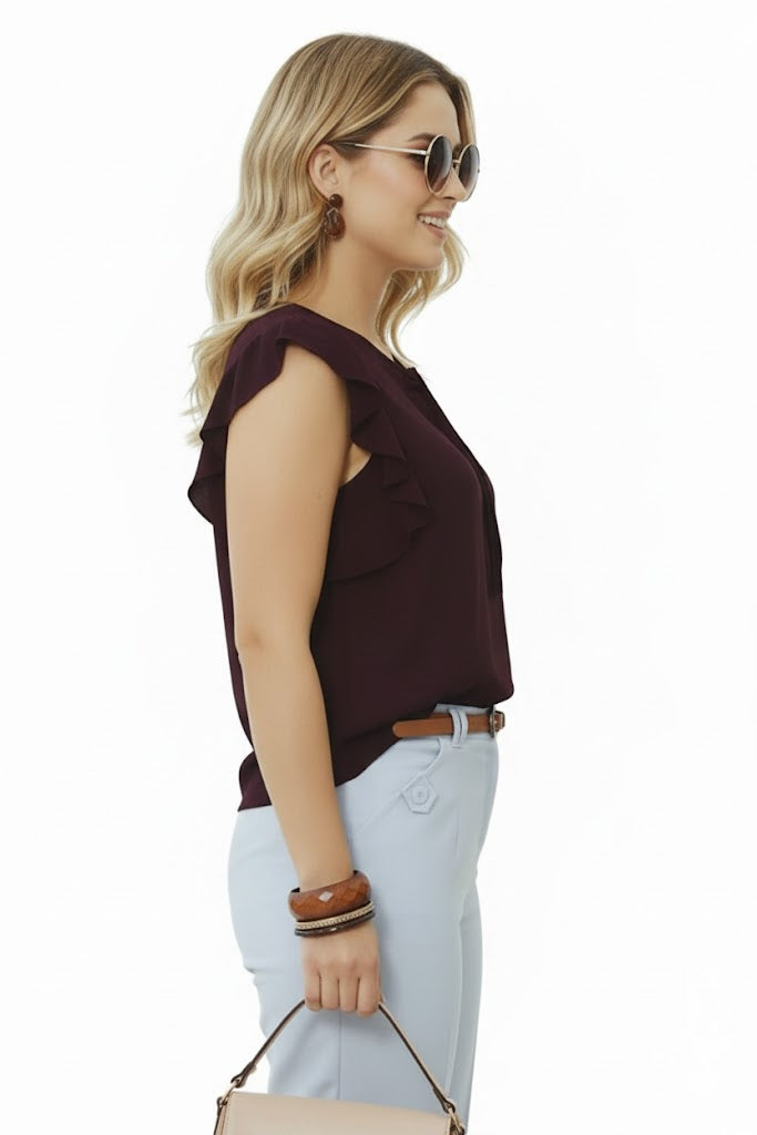 SHADOW-sleeveless teal blouse