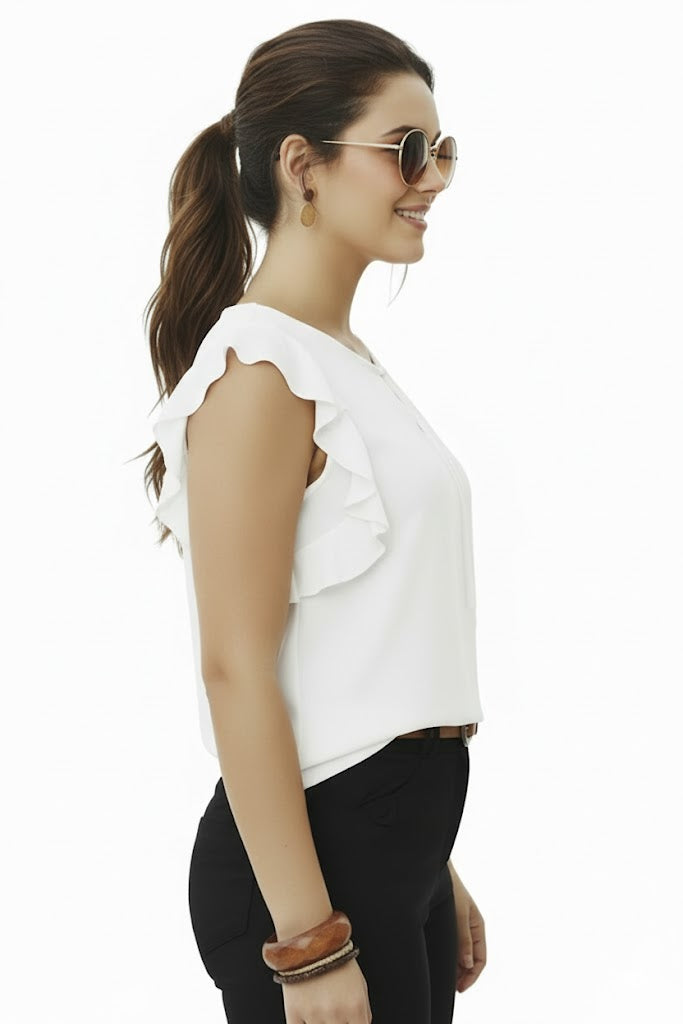 SHADOW-sleeveless teal blouse