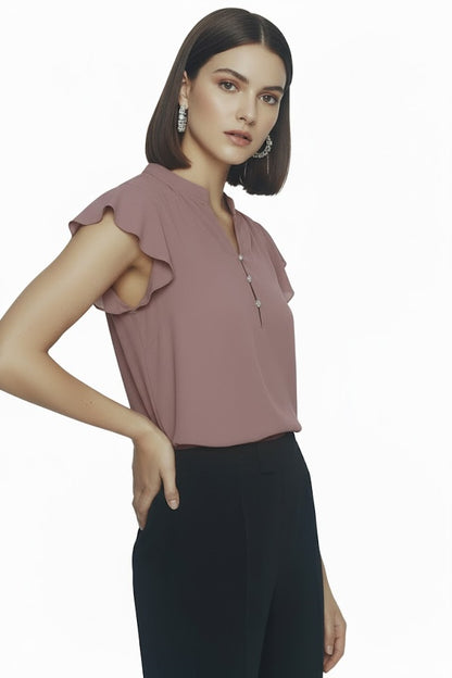 SHADOW-sleeveless teal blouse