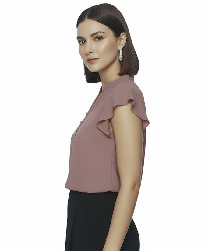 SHADOW-sleeveless teal blouse