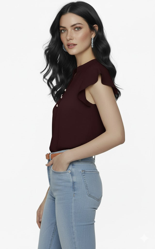 SHADOW-sleeveless teal blouse