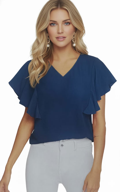 SHADOW-sleeveless teal blouse
