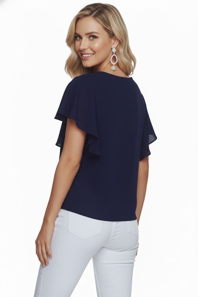 SHADOW-sleeveless teal blouse