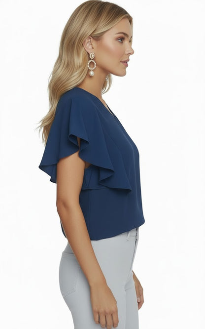 SHADOW-sleeveless teal blouse