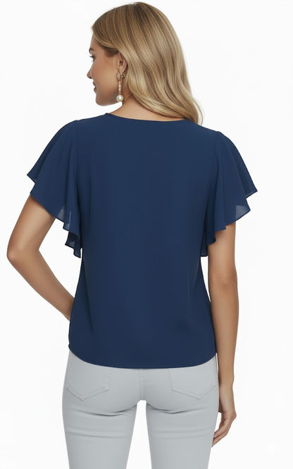 SHADOW-sleeveless teal blouse
