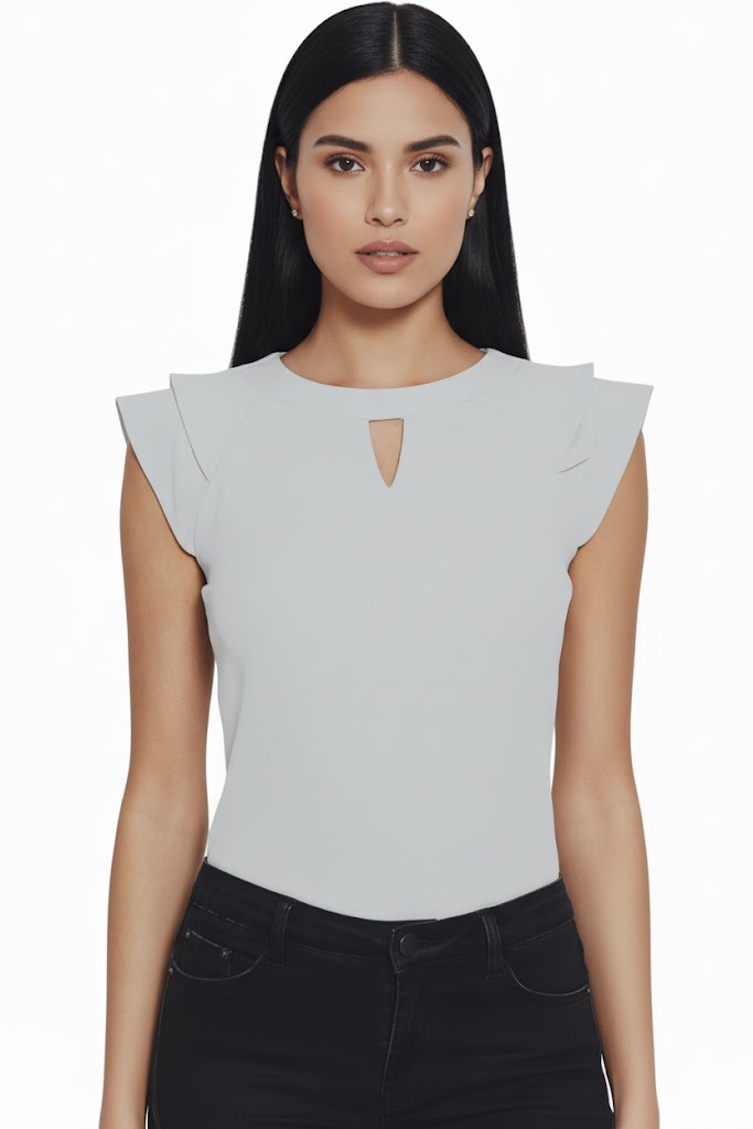 SHADOW-sleeveless teal blouse