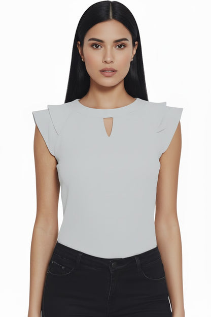 SHADOW-sleeveless teal blouse