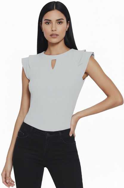 SHADOW-sleeveless teal blouse