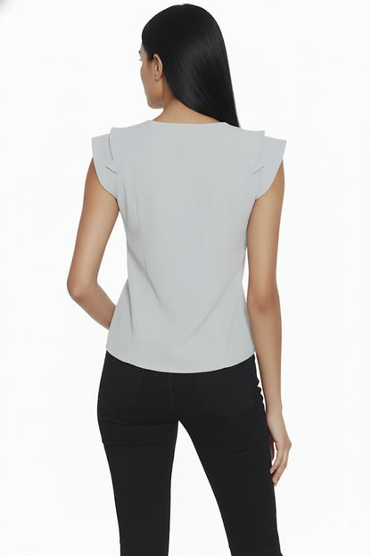 SHADOW-sleeveless teal blouse