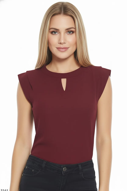 SHADOW-sleeveless teal blouse