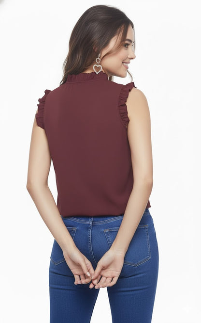 SHADOW-sleeveless teal blouse