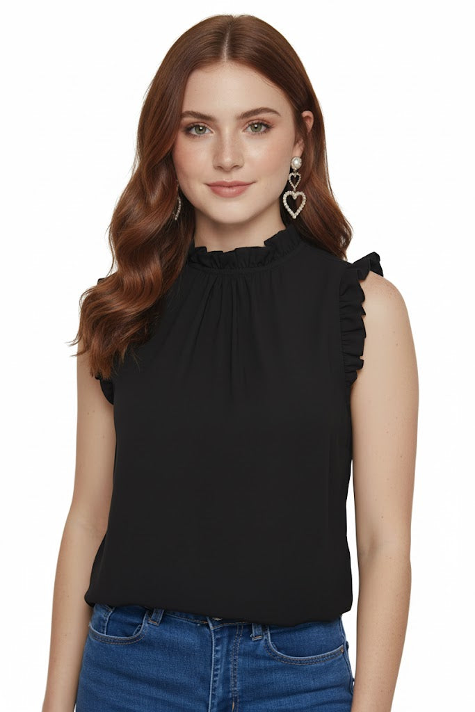 SHADOW-sleeveless teal blouse