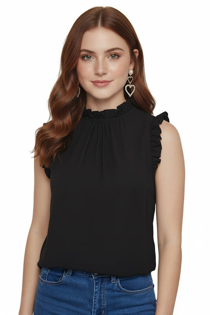 SHADOW-sleeveless teal blouse