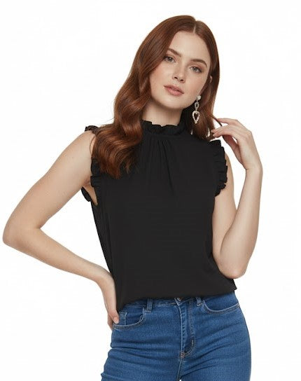SHADOW-sleeveless teal blouse