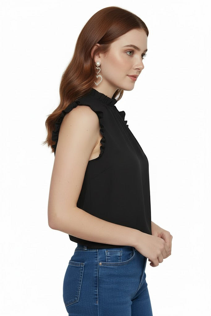 SHADOW-sleeveless teal blouse