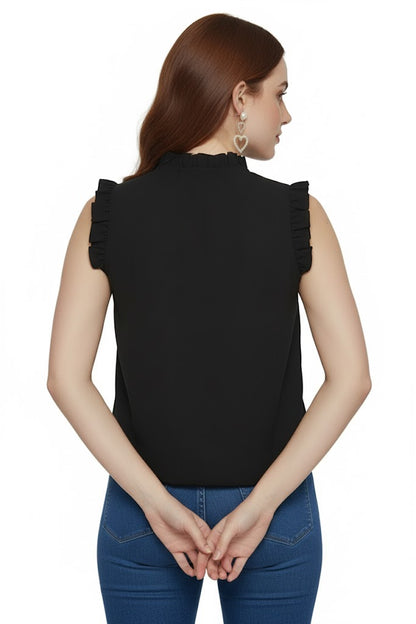 SHADOW-sleeveless teal blouse