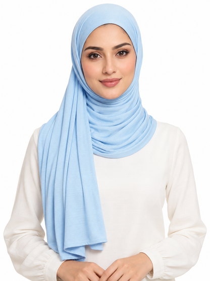 Jersey Stretch Shailah Hijab - Light Blue