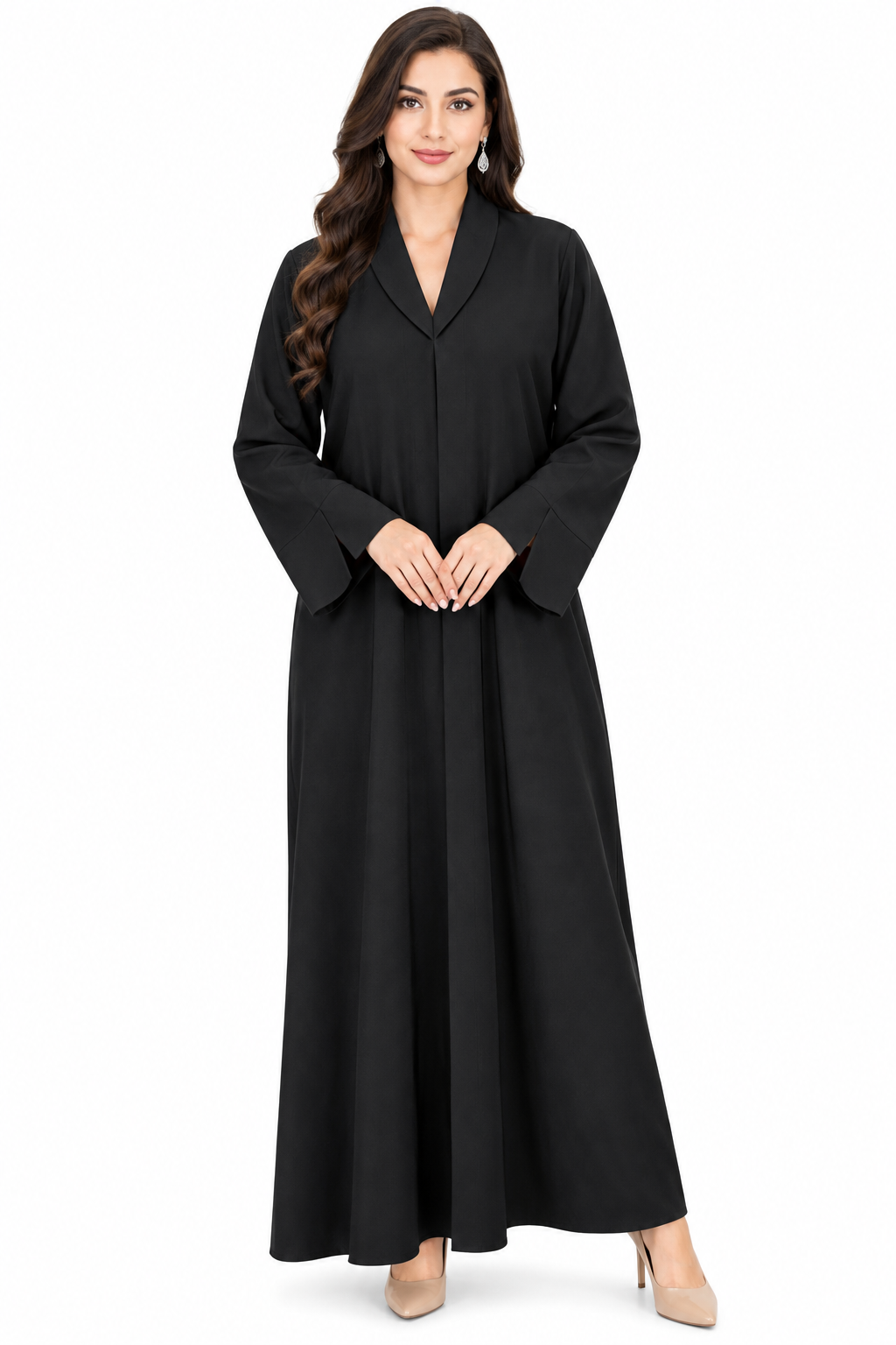 Classic Black Shawl-Collar Abaya