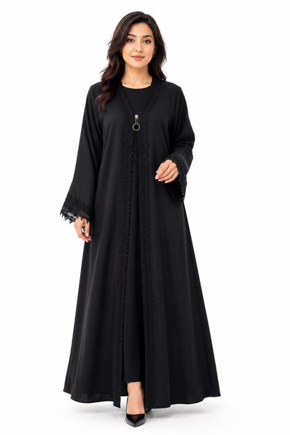 Elysian Grace Embroidered Black Abaya
