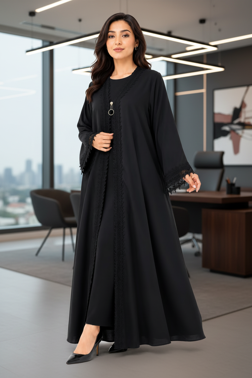 Elysian Grace Embroidered Black Abaya