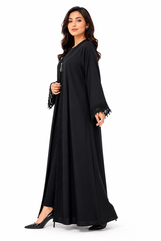 Elysian Grace Embroidered Black Abaya