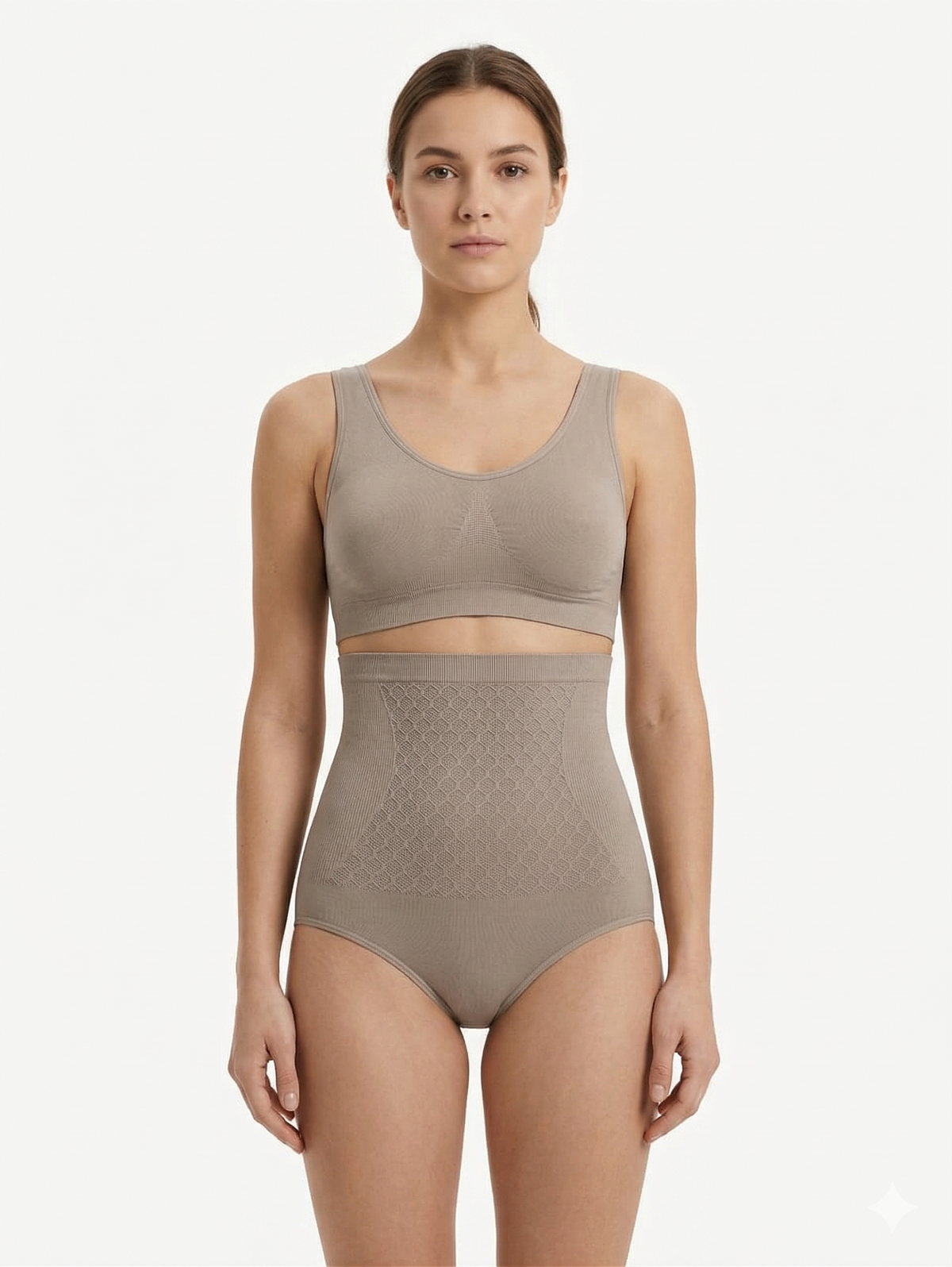Waffle Knit Tummy Control Shaping Briefs - Grey - view 3