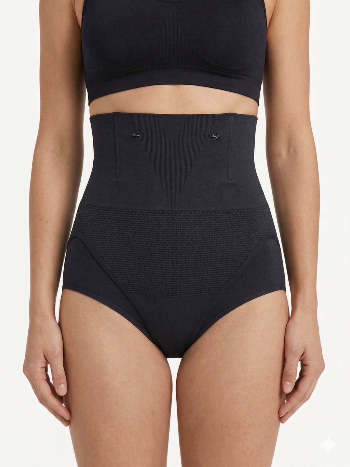 Chevron Honeycomb Tummy Control Shaping Briefs - Black