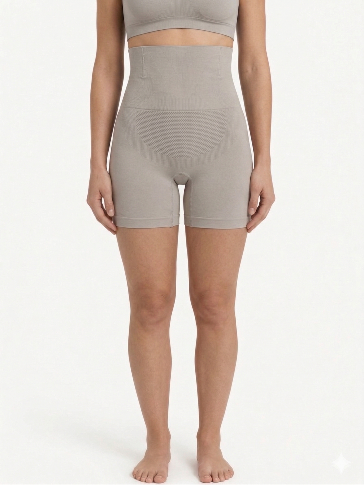 Diamond Knit Tummy Control Shaping Shorts - Silver Grey - view 3
