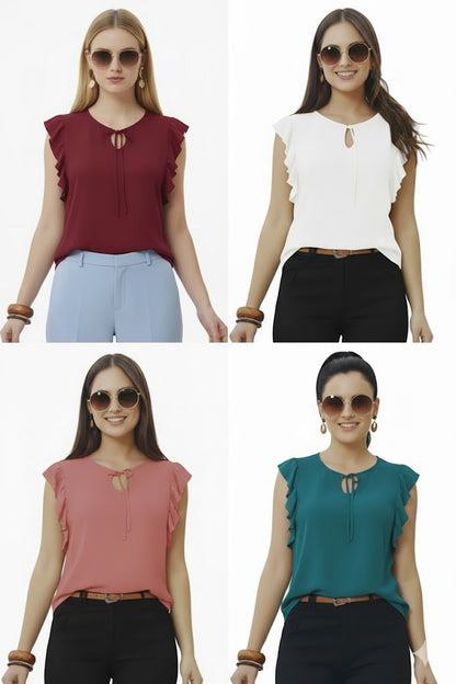 SHADOW-sleeveless teal blouse