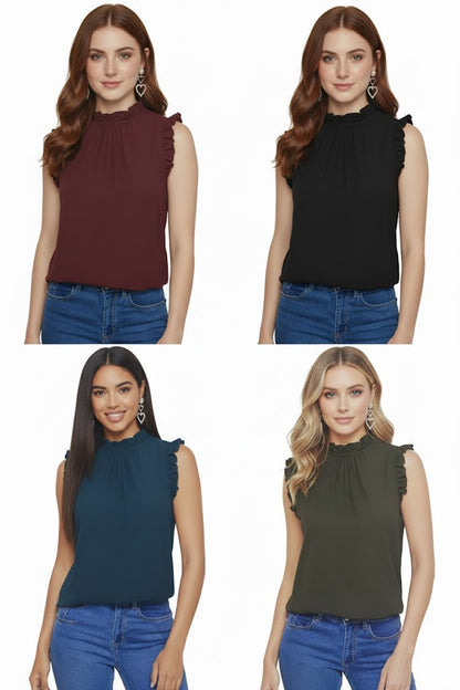 SHADOW-sleeveless teal blouse