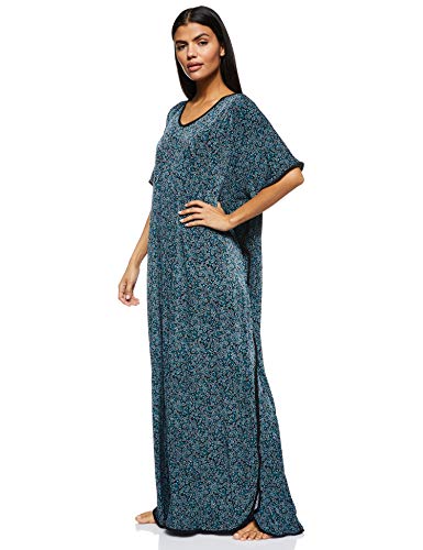 Women's Stretchable Floral Printed V Neck Home Gown