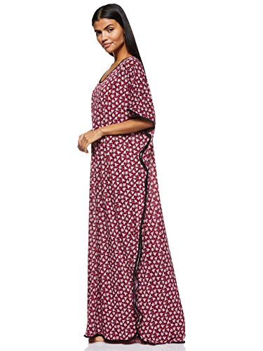 Women's Stretchable Floral Printed V Neck Home Gown