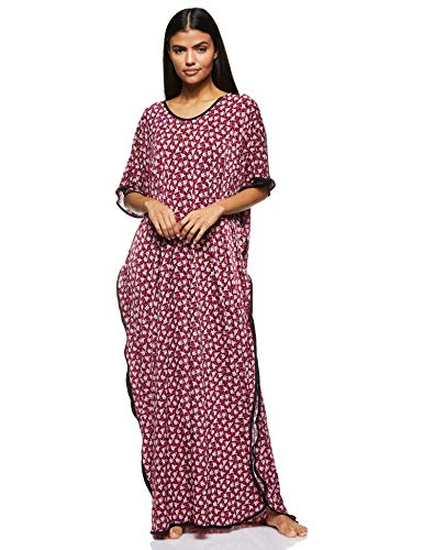 Women's Stretchable Floral Printed V Neck Home Gown
