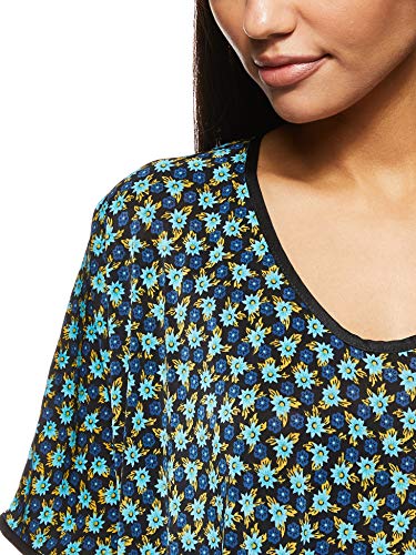 Women's Stretchable Floral Printed V Neck Home Gown