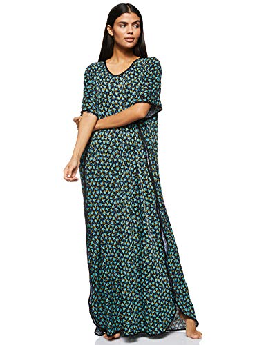 Women's Stretchable Floral Printed V Neck Home Gown