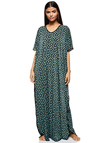 Women's Stretchable Floral Printed V Neck Home Gown