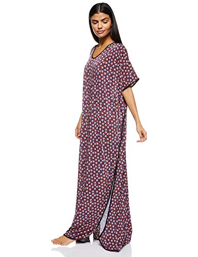 Women's Stretchable Floral Printed V Neck Home Gown
