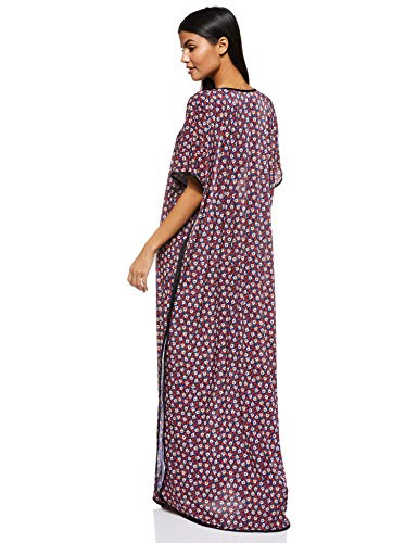 Women's Stretchable Floral Printed V Neck Home Gown